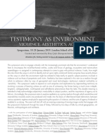 Testimony As Environment: Violence, Aesthetics, Agency