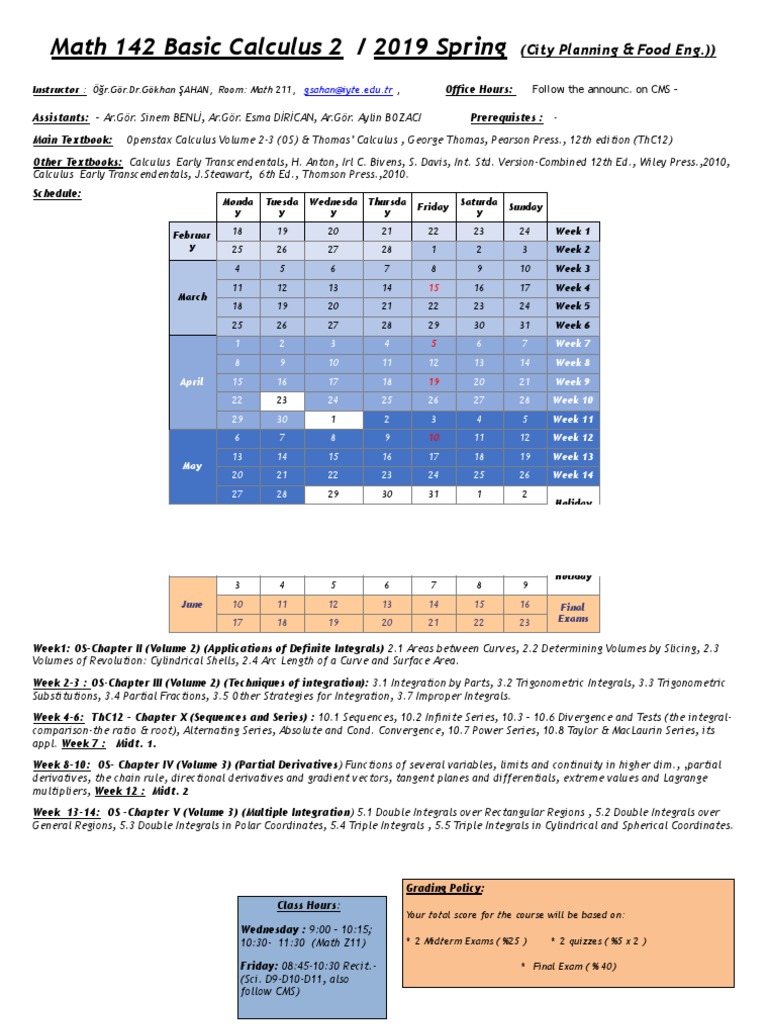 Math 142 Basic Calculus II Syllabus | PDF | Series (Mathematics ...
