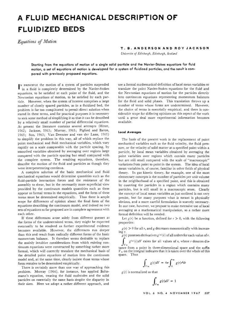Anderson Jackson 1967 Fluid Mechanical Description of Fluidized Beds