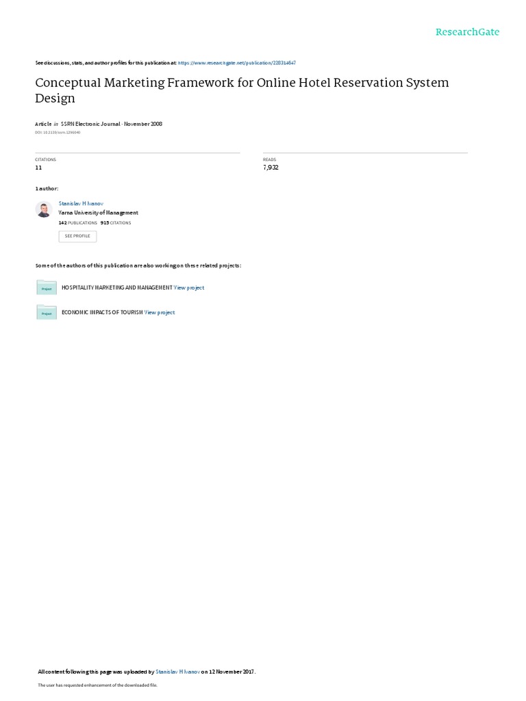 Conceptual Marketing Framework For Online Hotel Reservation System ...