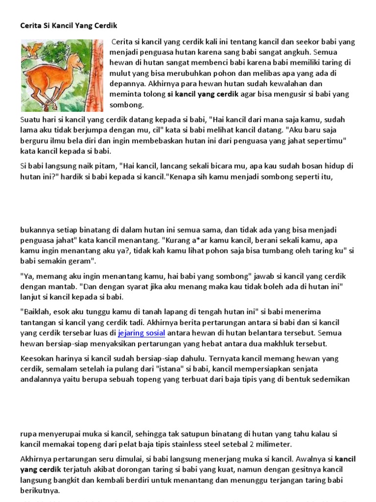 Cerita Si Kancil Yang Cerdik Pdf