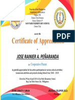 Certificate of Appreciation For Cooperative Parent