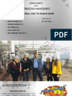 Assignment ON Operations Management: Industrial Visit To Parag Dairy