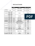 2019 O Level Timetable