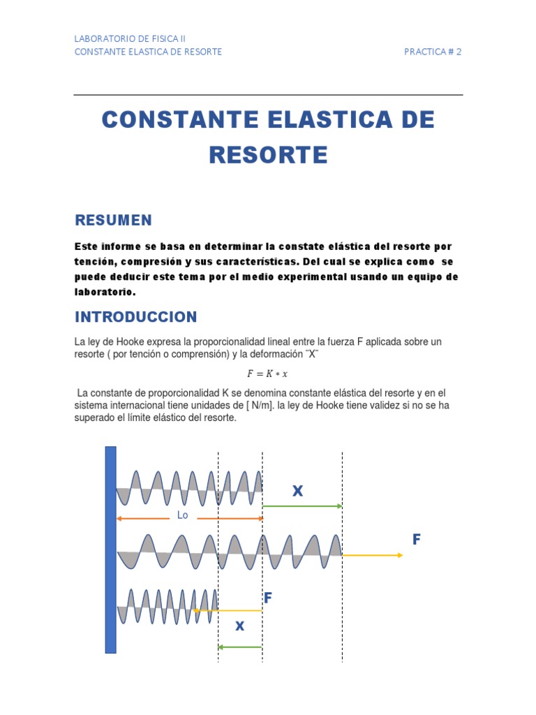 Constante Elastica PDF Elasticidad (Física) Mecanica clasica