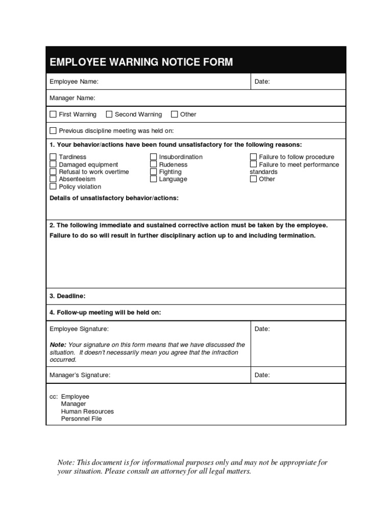 Employee Warning Notice Template | PDF