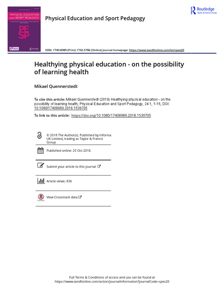 Healthying Physical Education On The Possibility of Learning Health ...