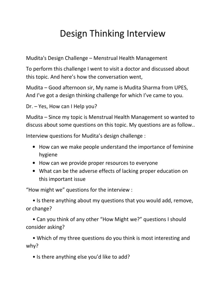 Menstrual Health Design Interview Insights | PDF
