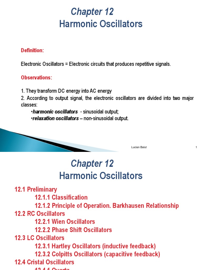 Harmonic Oscillators Definition PDF Electronic Oscillator Amplifier