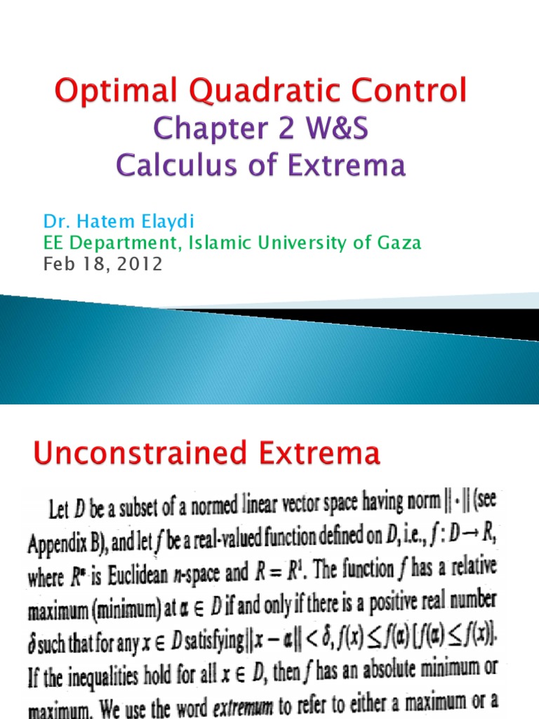 Optimal Quadratic Control L2 | PDF | Wellness | Science & Mathematics