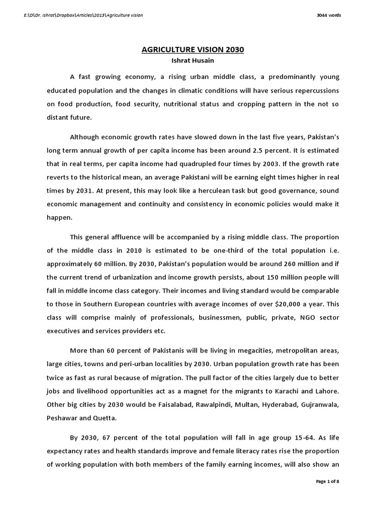 Agriculture Vision 2030: Future Challenges | PDF | Water Resources ...