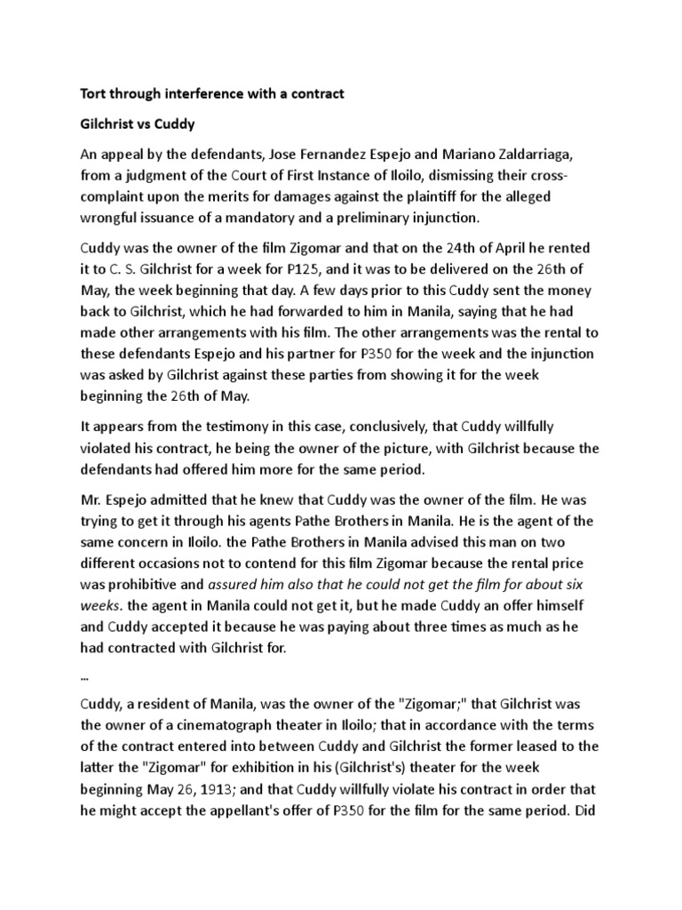 Tort interference with contract between film owner and theater owner