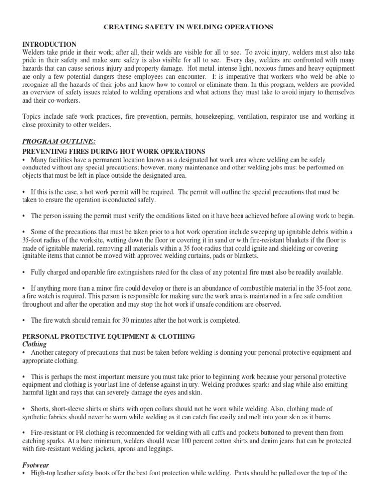 Ensuring Safety Through Proper Welding Procedures and Personal