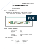 Memoria Descriptiva Puesto de Salud PDF