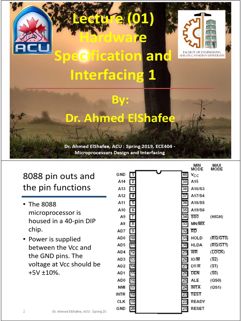 ECE404 Microprocessors Design and Interfacing Lec 01 Hardware Specs
