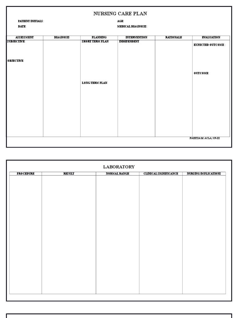 Nursing Care Plan Template | PDF | Science & Mathematics