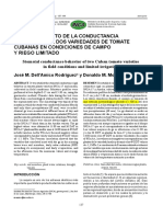 Comportamiento de La Conductancia Estomatica de Dos Variedades de Tomate Cubanas en Condiciones de Campo y Riego Limitado