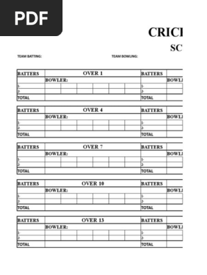 Cricket Score Sheet