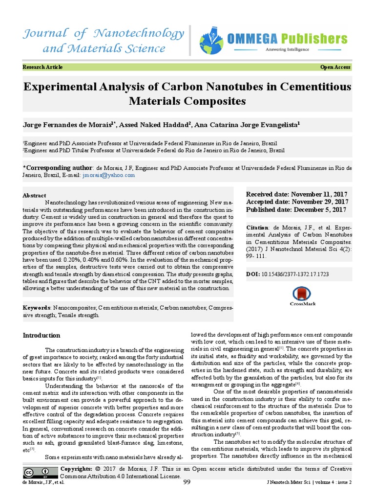 Carbon Nanotubes in Cement Composites | PDF | Carbon Nanotube | Concrete