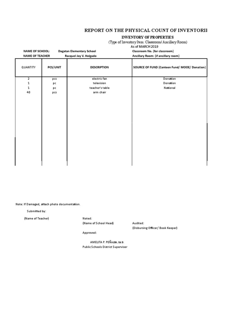 Dagatan School Inventory Report 2019 | PDF | Computing And Information ...