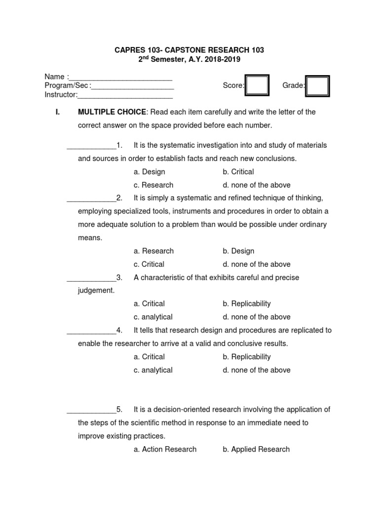Capres 103 Capstone Research 103 2 Semester A Y 2018 2019 Pdf