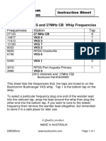 Bushranger VKS and 27MHz CB frequencies instruction sheet