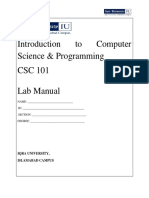 CSC101 Lab Manual Table of Contents
