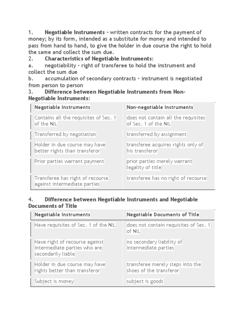 Understanding Negotiable Instruments | PDF | Negotiable Instrument ...