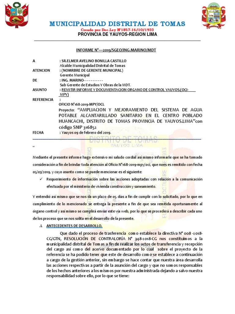 1 Informe De Acciones Tomadas Tomas Pdf Lima Gobierno