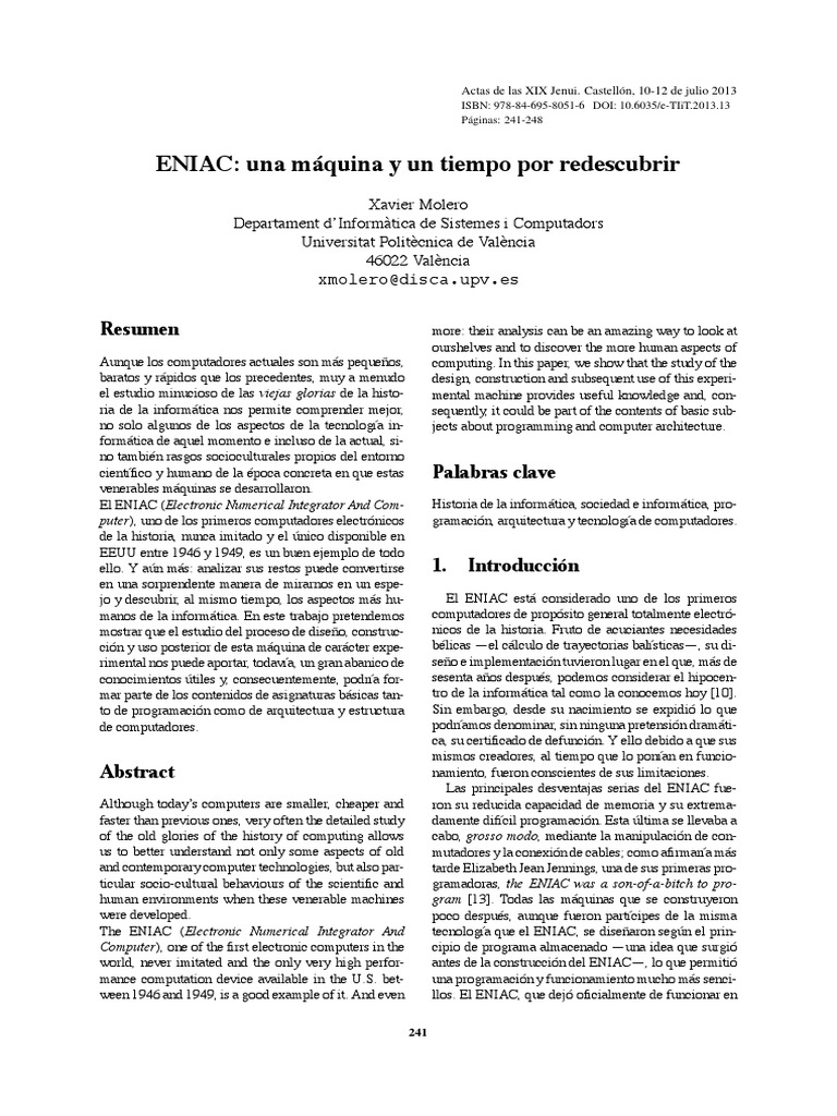 Historia y legado del ENIAC | PDF | Informática | Agitación