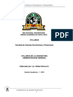 Syllabus  ADMINISTRACION GENERAL -- Gestión    I  - 2019.docx