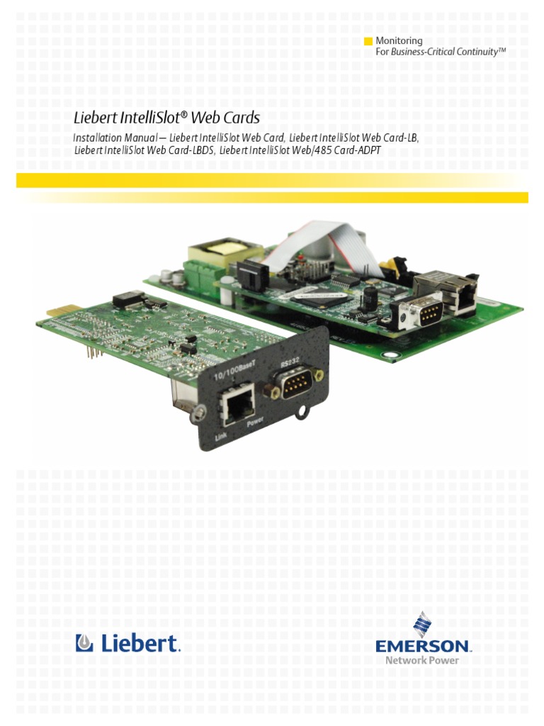 Liebert Intellislot Web Cards | PDF | Internet Protocol Suite ...