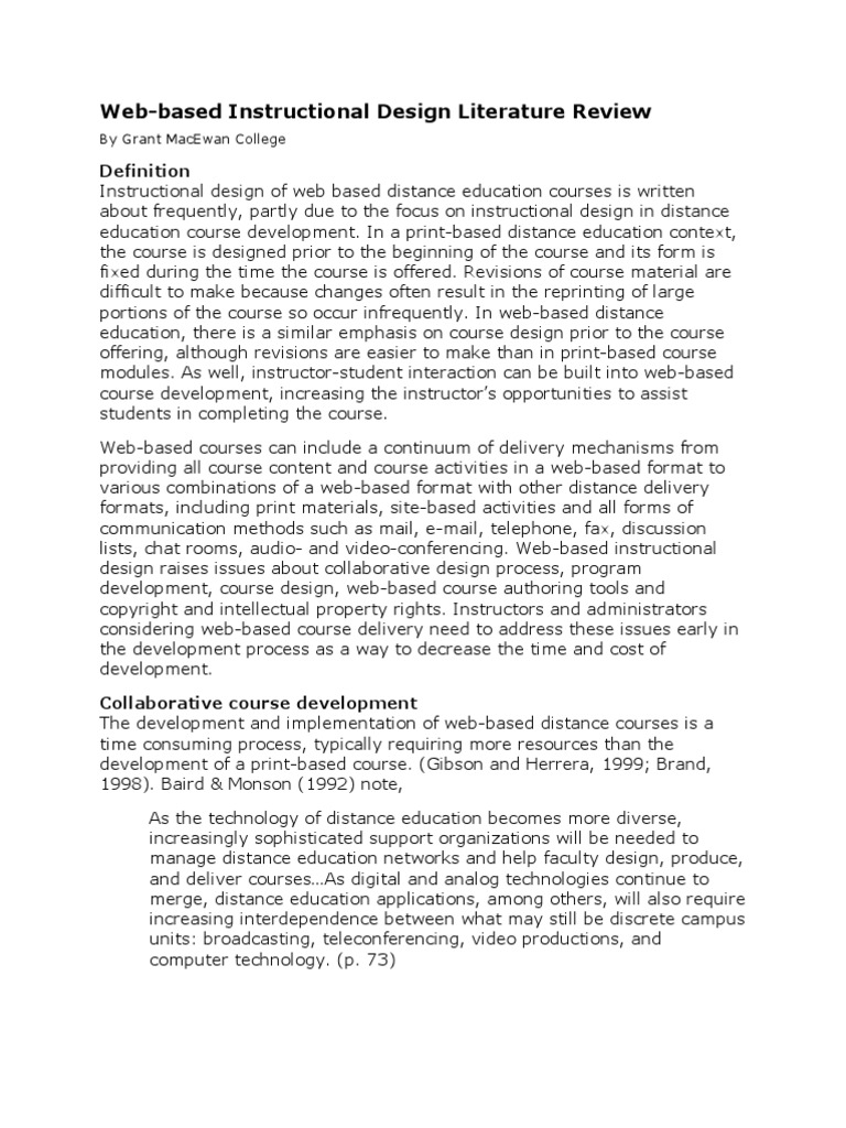 Web-Based Instructional Design Literature Review | PDF | Fair Use ...