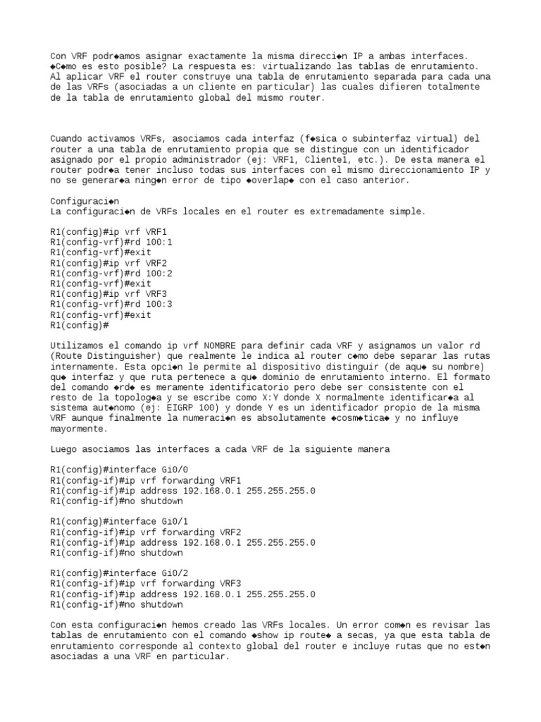 Configuracion VRF CCNP | PDF | Enrutador (Computación) | Dirección IP