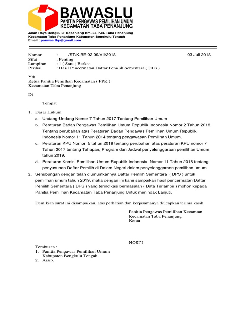 Surat Pemberitahuan Ke Ppk Dps