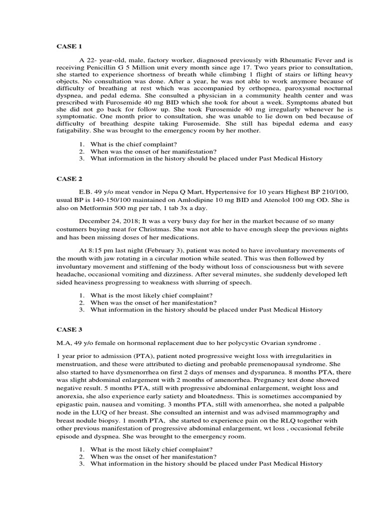 HA CASES For OLA History Taking | PDF | Menstruation | Epidemiology