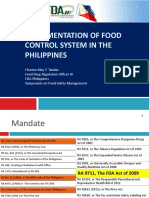 Implementation of Food Control System in The Philippines