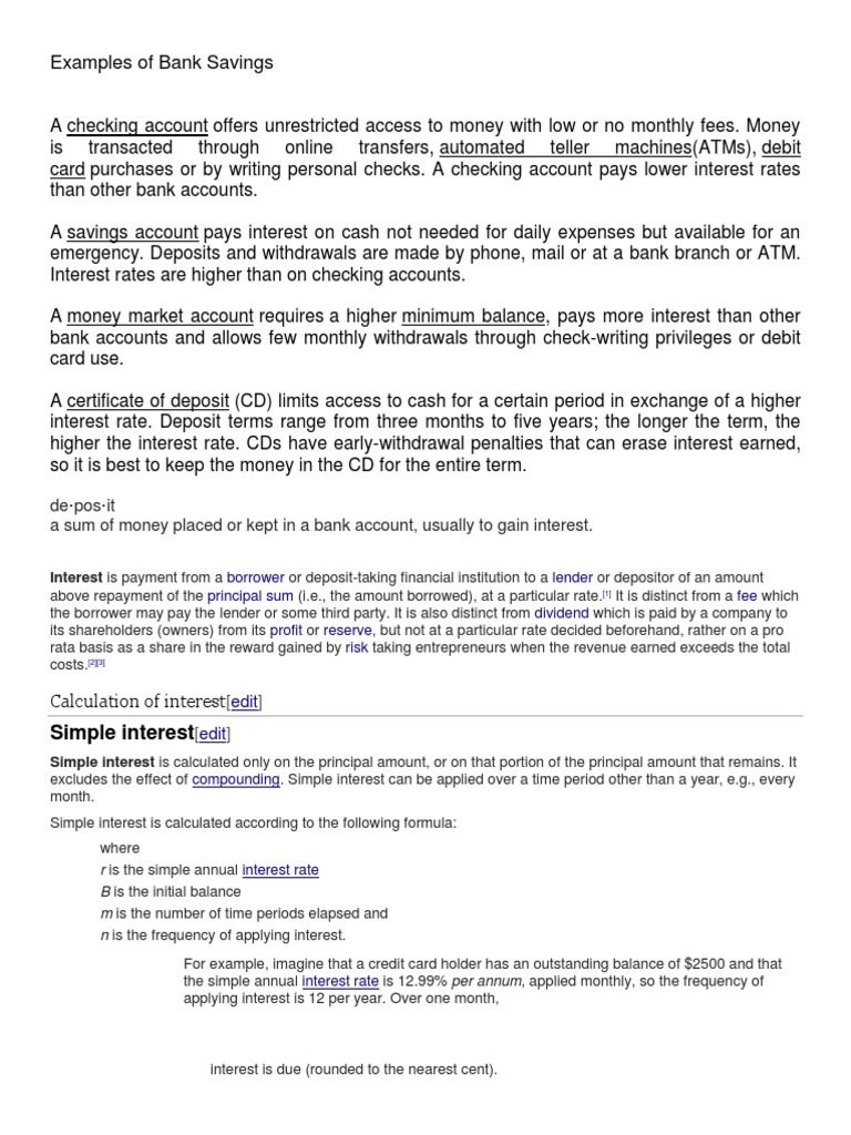 Examples of Bank Savings | PDF | Compound Interest | Interest