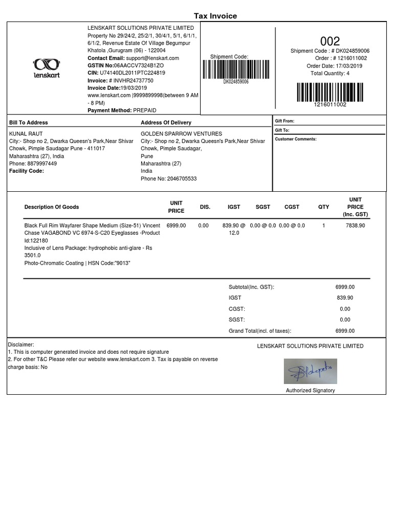 Invoice 245392662 PDF Invoice Taxation