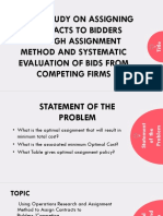 A Case Study On Assigning Contracts To Bidders Through Assignment Method and Systematic Evaluation of Bids From Competing Firms