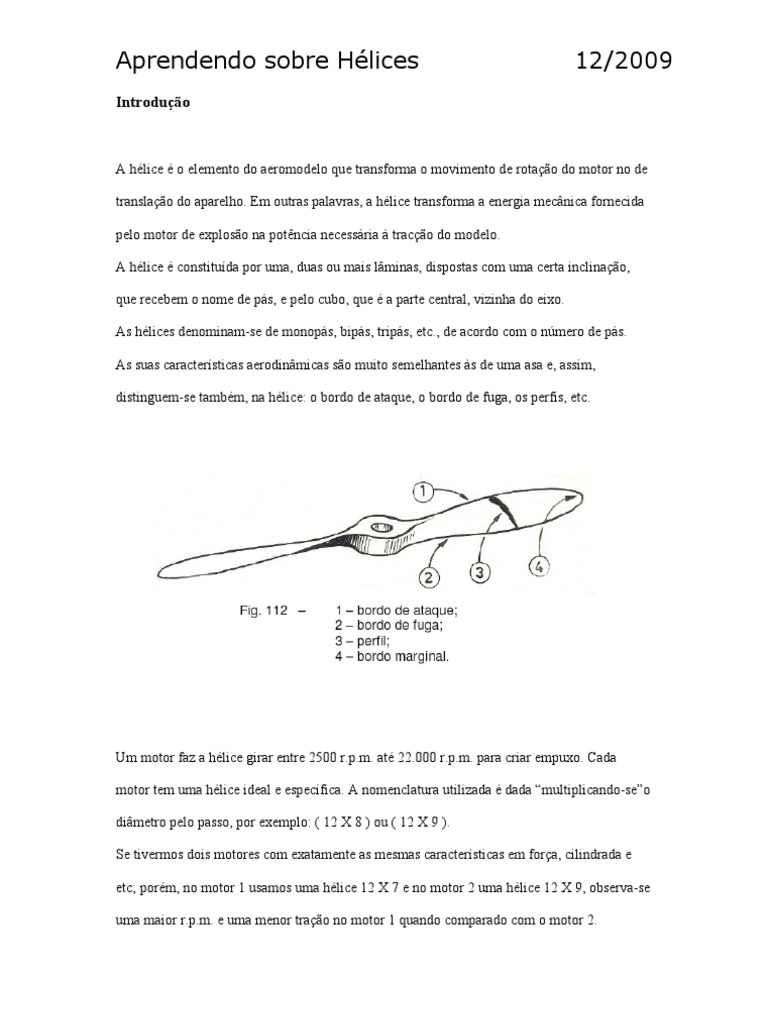 Características e Funcionamento de Hélices | PDF | Hélice | Motor de ...