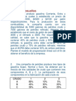 Ejercicios resueltos de programación lineal para maximizar beneficios en refinería