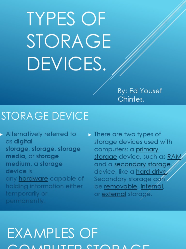 Types of Storage Devices | PDF | Computer Data Storage | Usb Flash Drive