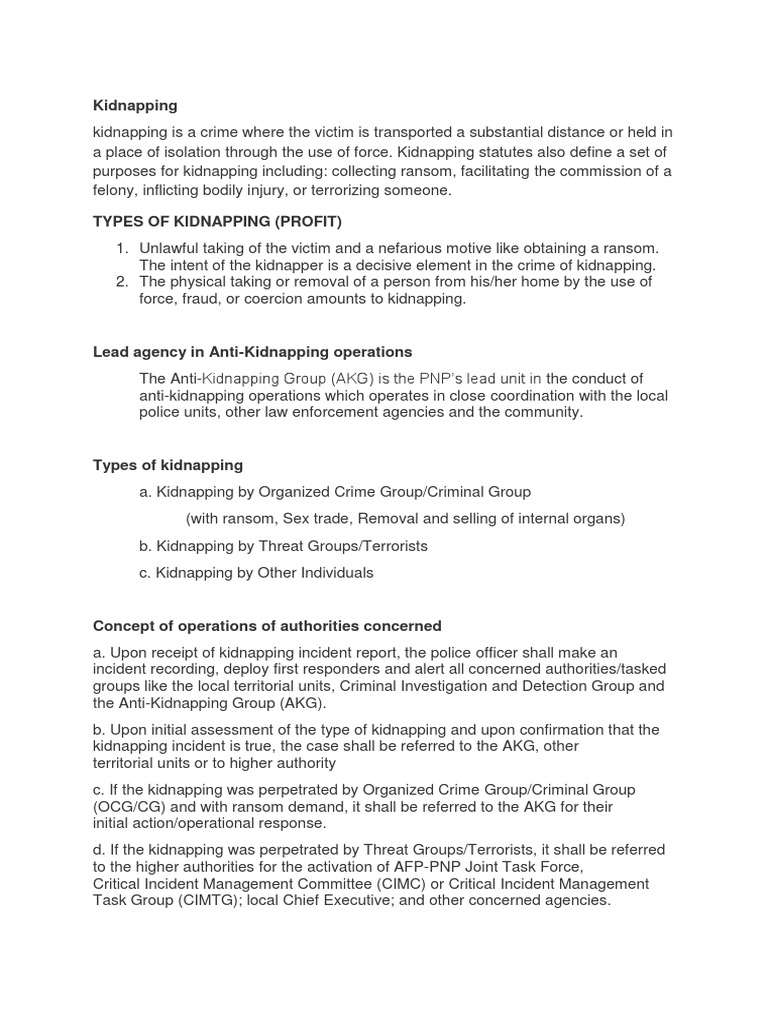 Understanding Kidnapping in the Philippines | PDF | Kidnapping ...