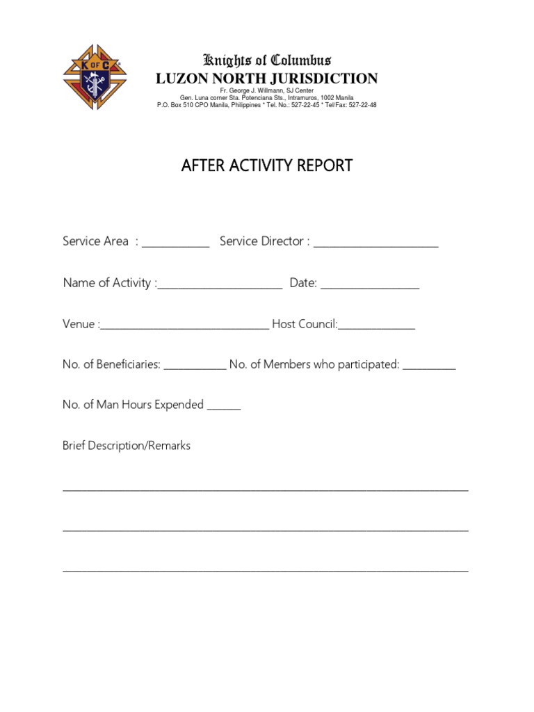 After Activity Report Template | PDF