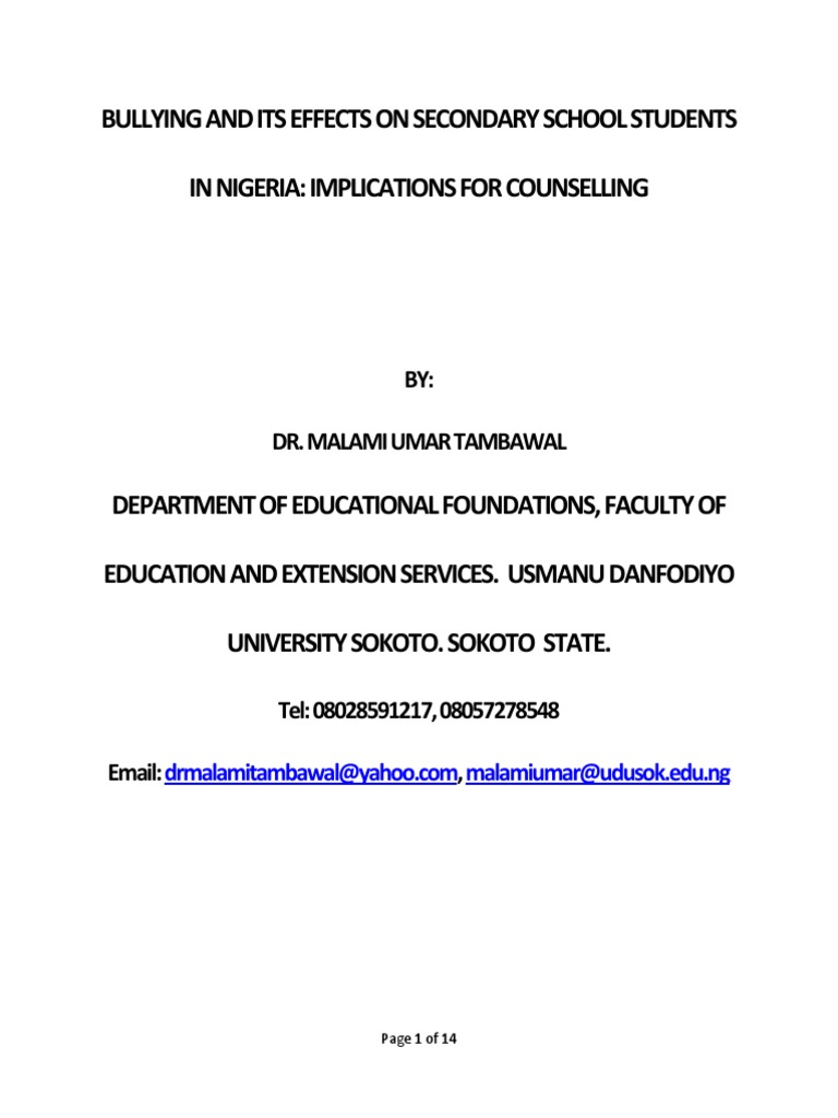 Bullying and Its Effects On The Academic PDF | PDF | Bullying | Aggression