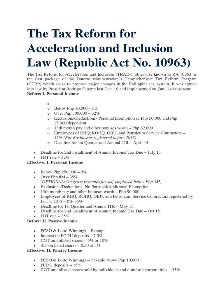 The Tax Reform For Acceleration and Inclusion Law PDF Value Added