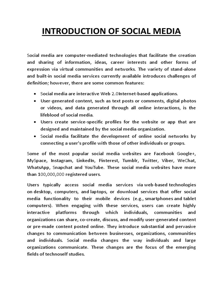 Introduction Of Social Media Digital & Social Media Social Media