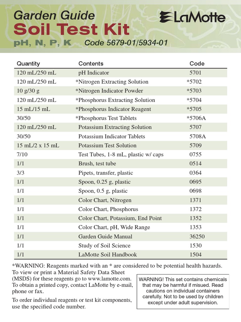 Garden Soil Test Kit Lamotte Download Free PDF Phosphorus Soil
