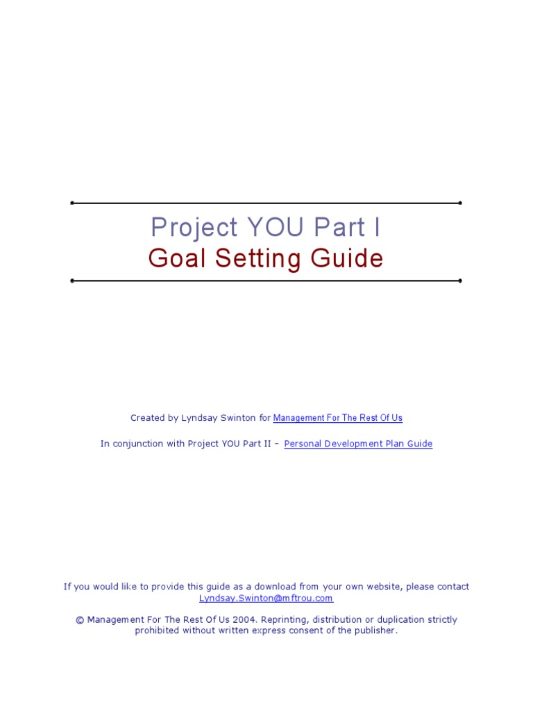 Goal Setting Guide - 141 PDF | PDF | Goal Setting | Goal